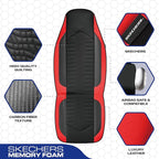 Skechers Memory Foam Car Seat Covers, Leather High Back Seat Covers Quilting Design,Waterproof Sports Car Seat Covers Full Sets,Airbag Compatible, Universal Fit for Most Cars, SUVs,Trucks,Red