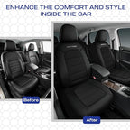 Skechers Memory Foam Car Seat Covers,Thick Cool Touch Fabric Seat Covers Front Seat Covers Airbag Compatible,Automotive Comfort Protection for Most Cars,Vans,Trucks,SUV,Black