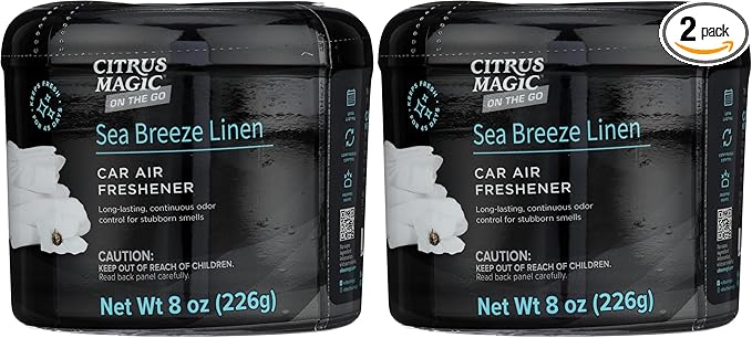 Citrus Magic On The Go Odor Absorbing Solid Air Freshener, Sea Breeze Linen, 8-Ounce, Pack of 2