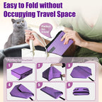 Upgraded Portable Cat Travel Litter Box with Zipped Lid & 10 Liners, Leak-Proof and Foldable Travel Cat Litter Box for Hotels, Car, and Camping, Odor-Free & Waterproof, 20x14x6.5 Inches (Purple)