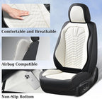 Coverado Car Seat Covers, Front Seat Cover, Waterproof Nappa Leather Seat Covers for Cars, 2 Pack Driver Car Seat Protectors, Automotive Seat Covers Universal Fit for Most Cars, Black&White