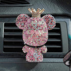 Pink Car Accessories, Bling Crystal Bear Car Air Freshener With Vent Clip,Rhinestone Aesthetic Car Decor Interior Decoration