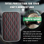 Car Center Console Pad, Waterproof Auto Armrest Seat Box Cover, PU Leather Arm Rest Protector Cushion Pad, Universal Vehicle Interior Protection Accessories for Car SUV (Black & Red)