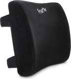 SnugPad Memory Foam Lumbar Pillow and Seat Cushion Combo, Ergonomic, Orthopedic, Lower Back Support, Premium Washable Velvet Covers with Non-Slip Bottom, Ideal for Office Chairs and Car Seats (Black)