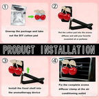 4Pcs Cherry-Shaped Car Air Freshener Vent Clips with Rhinestones, Unscented Cute Car Air Freshener for Men Women, Fragrance Diffuser Clip for Car and Truck Air Fresheners, Sparkling Decor-A10