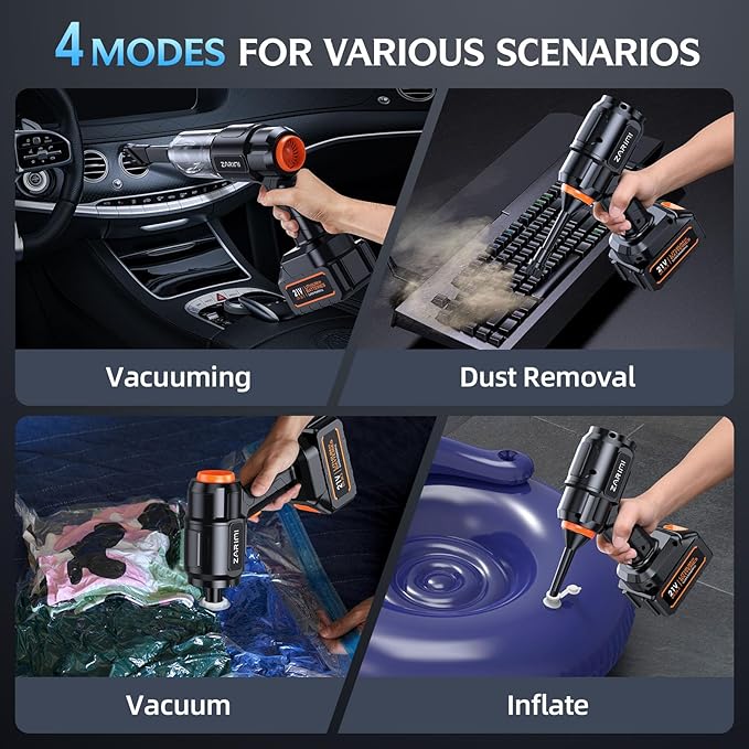 Car Vacuum Portable Cordless, 50000Pa High Power Rechargeable Dust Buster with 2 Batteries & Charger, 6-in-1 Handheld Vacuum Cleaners for Home, Car, Pet Hair, Keyboard, Graphite Black