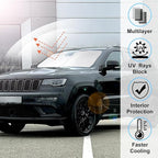 Windshield Sun Shade Fit for 2011-2021 Jeep Grand Cherokee Accessories (NOT for Grand Cherokee L & Jeep Cherokee) Foldable Window Sunshade