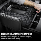 Center Console Cover Fit for Chevy Silverado 2014 2015 2016 2017 2018 Jump Seat, Middle Console Cover, Durable Arm Rest Cushion for Trucks with 2 Pocket (ONLY for Split Bench Jump Seat)