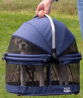 Pet Gear No-Zip View 360 Pet Safety Carrier & Car Seat for Small Dogs & Cats Push Button Entry, View 360 20-inch, Denim