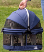 Pet Gear No-Zip View 360 Pet Safety Carrier & Car Seat for Small Dogs & Cats Push Button Entry, View 360 20-inch, Denim