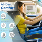 Car Seat Cushion: Ergonomic Memory Foam Car Cushion for Sciatica Pain Relief, Larger Driving Seat Pillow for Short Drivers on Long Drives - Butt Pillow for Truck, Office, Wheelchair - Dark Black