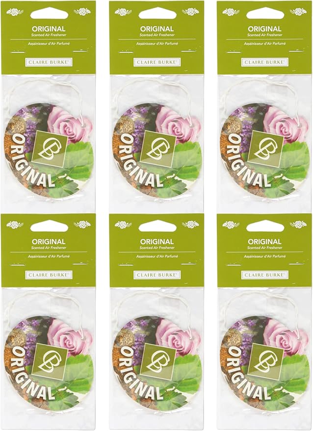 Claire Burke Car Air Freshener, Original Scent, Hanging Car and Home Air Freshener, Pack of 6