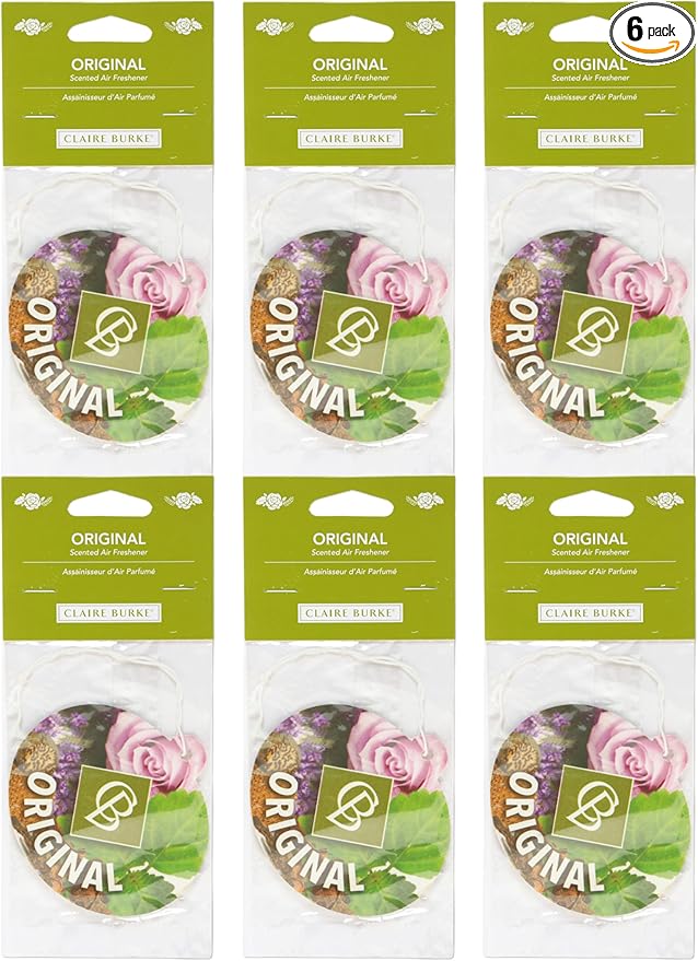 Claire Burke Car Air Freshener, Original Scent, Hanging Car and Home Air Freshener, Pack of 6