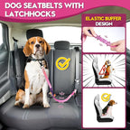 2 Piece Dog Car Seat Belt Harness Retractable Restraint for Car Headrest Adjustable Heavy Duty & Elastic & Durable Dog Car Seat Belt (Red)