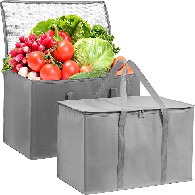 Carrywell (Not Made In China) Insulated Food Delivery and Catering Bags 2-Pack, XXXL Pizza Delivery and Reusable Warming Bag,Thermal Insulation Tote for Hot and Cold Food, Doordash