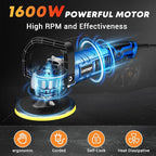 LDHTHOPI 1600W Buffer Polisher, 6/7 inch Polishing Machine with 1000-3000 RPM 7 Adjustable Speeds/Detachable Handle Waxer, Car Polisher for Auto Detailing, Waxing, Paint Correction