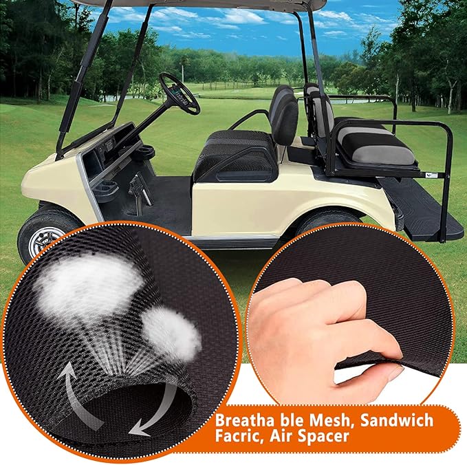 Universal Golf Cart Rear Seat Cover Dress Up for Older Golf Carts - Durable, Breathable Material, Fits Like a Glove for EZGO, Club Car and Yamaha, Easy to Install, Black