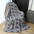 PuTian Merino Wool Blanket - 63" x 51" Thick Warm Soft Twin Bed Throw - Great for Camping, Outdoors, Travel, Car, Couch, All Seasons Houndstooth Grey