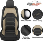 CAROMOP 3D Air Mesh Car Seat Covers 2 Front Seats,Breathable and Durable Seat Covers for Cars,Universal Fit for SUV,Vans,sedans, Trucks, Automotive Interior Covers(Black/Beige)