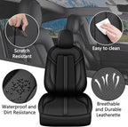 AOMSAZTO Car Seat Cover Fit for Tesla Model Y 2020 2024 - Half Surrounded Customized Seat Covers(Black with Stripe)