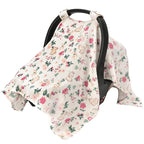 SERAPHY 100% Muslin Cotton Car Seat Covers for Babies, Universal Baby Car Seat Cover, Breathable Muslin Carseat Cover Canopies for Boys and Girls, Soft Infant Car Seat Cover for Summer — Rabbits