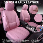 CAR PASS Pink Leather Seat Covers Full Set, Water Resistant 3D Foam Faux Leather Seat Cover, Luxury Comfort Automotive 5 Seat Covers Cute for Women Girly, Universal Fit SUV, Vans, Trucks, All Pink