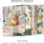 Vintage Japanese Orange Cat Bathroom Air Freshener 4 Pcs, Aesthetic Floral Cat Hanging Scents Air Freshener for Women Girls Gifts, Cute Kitten Scented Car Accessories Decor for Bathroom