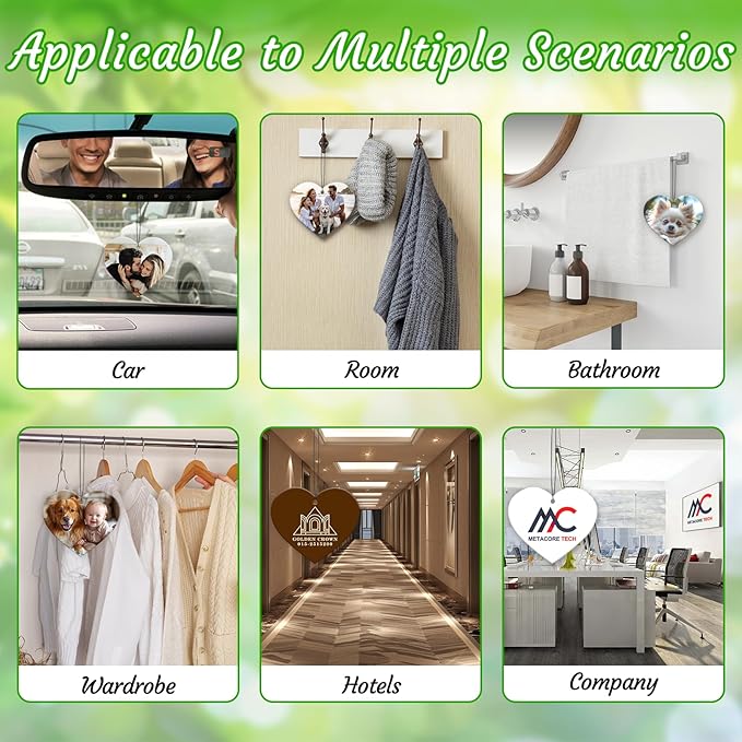 3-500Pcs Custom Air Fresheners with Picture - Personalized Double Sided Photo Text Logo Air Freshener for Car Hotel Business Event Promotion (General, Heart)