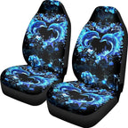 BIGCARJOB Neon Dolphin Car Seat Cover Set of 2 Pcs - Cute Dolphin Print Auto Interior Accessories, Vehicle Bucket Seat Protector, Front Seat Cushion Pads, Universal Fit