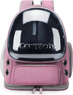 Cat Backpack Carrier, Breathable Cat Carrier Large Space Bubble Pet Backpack for Kitty Small Dog up to 12lbs, Transparent & Foldable Pet Carrier for Travel Hiking（Pink）