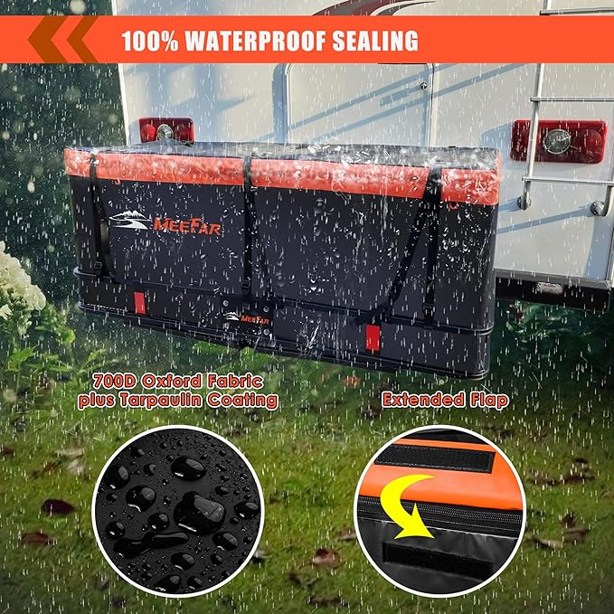 Car Roof Top Rooftop Cargo Carrier Bag cu ft Cubic feet Waterproof for All Cars with/Without Rack, Includes Anti-Slip Mat, 10 Reinforced Straps, 6 Door Hooks, Luggage Lock (20 Cubic Feet Hitch)