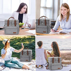 Maelstrom Lunch Box, 23L Insulated Lunch Bag, Expandable Double Deck Cooler Bag, Lightweight Leakproof Tote Bag With Side Tissue Pocket, Suit For Men and Women (B. Gray)