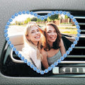 Personalized Car Air Freshener with Photo – Custom Rhinestone Vent Clip & Heart-Shaped Acrylic Picture Frame for Car Interior Decoration Accessories (Blue, One Size)
