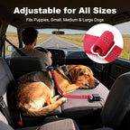 Dog Seat Belt for Car, Adjustable Dog Car Harness Seatbelt for Small Medium Large Dogs, Heavy Duty Travel Safety Restraint with Locking Aluminum Hook & Reflective Nylon Strap, Red