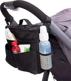 J.L. Childress Cool 'N Cargo Stroller and Wagon Cooler and Organizer - Universal Fit - Insulated - Attaches to Strollers, Wagons, Walkers and Wheelchairs - Large Capacity - Black