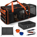 Expandable Extra Large Cat Carrier for 2 Cats with Litter Box for Kitten, Large Cat Small Dog Pet - Collapsible Double Cat Large Pet Carrier for Car Travel Outdoor Camping