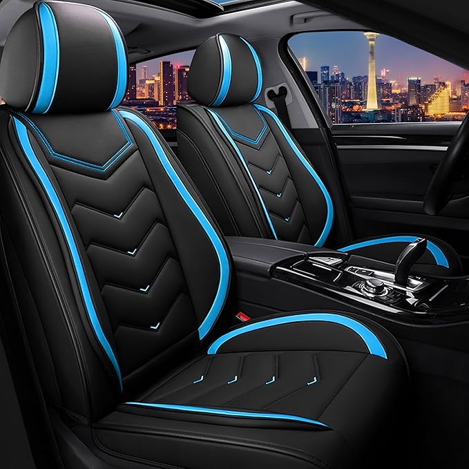 CTDS Car Seat Covers for Honda HR-V 2016-2026, Stylish Sport Seat Cover, Premium Nappa Leather Car Seat Cover. Automobile Seat Covers Sets.(Standard 2 Seats/Black Blue)