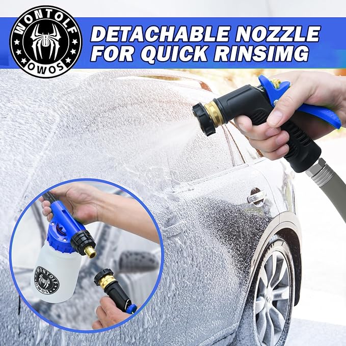 Car Wash Foam Gun Foam Sprayer - Foam Cannon Garden Hose- Car Wash Kit - Snow Foam Blaster with Microfiber Wash Mitt + Storage Bag - Car Accessories for Men