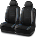 Skechers Air-Cooled Memory Foam Seat Covers,Mesh Thick Car Seat Covers,Piping Leather Car Seat Covers Front Seats,Airbag Compatible,Automotive Comfort Universal Fit Most Cars,Vans,Truck,SUV,Blue