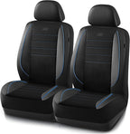 Skechers Air-Cooled Memory Foam Seat Covers,Mesh Thick Car Seat Covers,Piping Leather Car Seat Covers Front Seats,Airbag Compatible,Automotive Comfort Universal Fit Most Cars,Vans,Truck,SUV,Blue