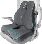 Seat Cushion,Lumbar Support Pillow for Office Chair,Memory Foam Coccyx Seat Cushion,Ergonomic Mesh Back Support Pillow,Office Desk Chair Cushion for Sciatica,Back&Tailbone Pain Relief,Grey