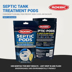 Roebic Septic Tank Treatment Pods, 3 Month Supply of Easy Flush Dissolvable Packets, Bacterial Enzyme Formula for Clog Prevention, Odor Control, Treats 1500 Gallons, 3 Pods