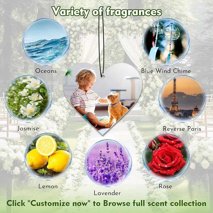 Custom Air Fresheners with Picture - Personalized Air Freshener for Car, Double Sided Customizable Photo Text,Birthday Wedding for Men Women Girlfriend Boyfriend (Heart, Personalized)