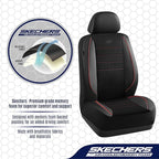 Skechers Air-Cooled Memory Foam Seat Covers,Thick Car Seat Covers,Leather Piping Car Seat Covers Front Seats,Airbag Compatible,Automotive Comfort Universal Fit Most Cars,Vans,Trucks,SUV,Red