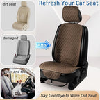 Linen Car Seat Covers Front Seat Covers Breathable Cloth Fabric Car Seat Protector Mats Pad Universal Fit 90% Vehicles,SUVs,Cars,Sedans (2Pack Brown)