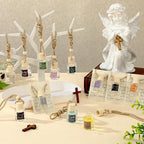 Maxdot 24 Set Christian Easter Gift Bulk Church Empty Hanging Car Air Freshener Diffuser Bottles 8ml for Essential Oils Religious Biblical Gifts for Women Men Employee Church Members