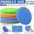 52 Pcs Microfiber Wax Applicator Pad 5" Diameter Soft Wax Pads for Car with Finger Pocket Cleaning Microfiber Polishing Care Foam Sponge for Cars, Truck, Boat, Motorcycle, RV, 4 Colors