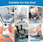 Car Seat Cushion, Memory Foam Cushion Non Slip for Wheelchair, Cars, Desk, Gaming & Office Chairs, Ergonomic Cushions Pad for Tailbone Pain Relief Sciatica & Back Support, Grey