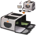 IC ICREATE.X Large Cat Carrier with Litter Box for Car Travel, Pet Carrier Bag 2-in-1，Double Cat Travel Transport Carrier for Long Distance, Collapsible Dog Crate, Cat Bag for Kitten 2 Cats