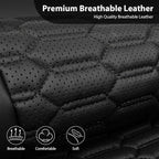 CAR PASS 3D Foam PU Leather Car Seat Covers Full Set,Luxury Breathable Faux Leather Seat Covers for Car,Anti Slip Universal Fit for SUVs Vans Sedan Truck Automotive,Armrest Airbag Compatible All Black